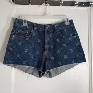 Divided Womens mid rise Frayed Shorts blue
